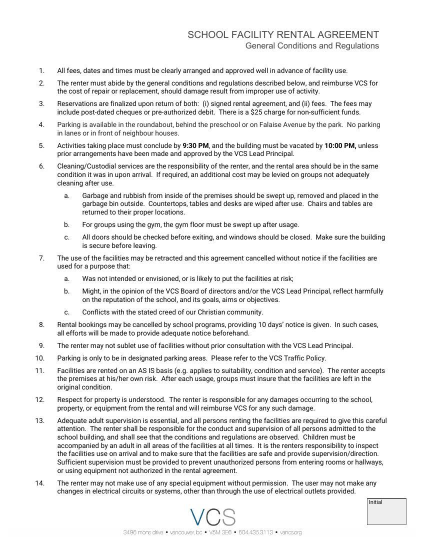 VCS Rental Agreement